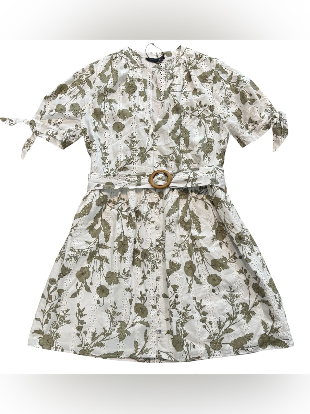 Zara Printed Mini Dress with Cutwork Embroidery Size Small NWOT